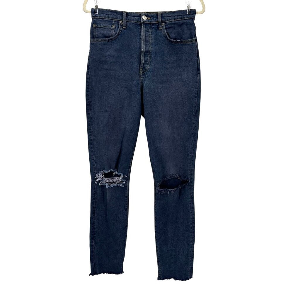 Free People We The Free Womens 31 Jeans Button Fly High Rise Skinny Ripped